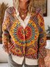 Bohemian Mandala Totem Pattern Art Print Buttoned V-neck Cardigan Sweater