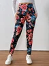 Cotton Floral Casual Tight Leggings