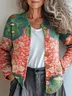 Red Women’s Vintage Lace Print Cardigan