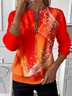 Women's Abstract Print Casual Zipper Long Sleeve Sweatshirt