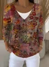 Women's Floral Print Casual Long Sleeve Button Cardigan