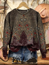 Women's Floral Print Casual Crew Neck Long Sleeve Sweatshirt