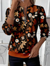 Women's Maple Leaf Floral Print Casual Long Sleeve Zipper Sweatshirt