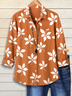 Women's Long Sleeve Shirt Spring/Fall Yellow Brown Floral Buckle Shirt Collar Regular Sleeve Daily Going Out Casual Top