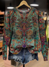 Women's Floral Print Casual Crew Neck Long Sleeve Sweatshirt