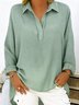 Casual Plain Shirt Collar Blouse