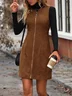 Women's Sleeveless Summer Deep Brown Plain Split Joint Crew Neck Daily Going Out Vintage Mini A-Line Tank Dress