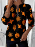 Women's Halloween Print Casual Zipper Long Sleeve Sweatshirt