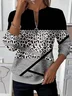 Women's Abstract Print Casual Zipper Long Sleeve Sweatshirt