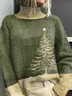 Women's Christmas Tree Print Casual Turtleneck Long Sleeve Sweater