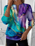 Women's Abstract Print Casual Zipper Long Sleeve Sweatshirt