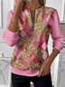 Women's Abstract Print Casual Zip-Up Long Sleeve Sweatshirt