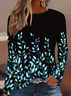 Women's Long Sleeve T-shirt Spring/Fall Black Leaf Printing Jersey Crew Neck Daily Going Out Casual Top