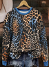 Leopard Crew Neck Printing Casual Sweatshirt