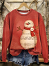 Printing Casual Christmas Snowman Crew Neck Sweatshirt