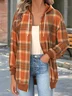 Women's Autumn Plaid Hooded Sweatshirt Jacket Regular Autumn and Winter Top