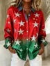 Shawl Collar Christmas Loose Vintage Shirt