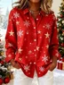Shawl Collar Vintage Loose Christmas Shirt