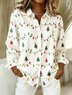 Christmas Vintage Loose Shawl Collar Shirt