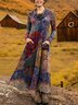 Cowl Neck Loose Casual Floral Dress With No Belt