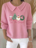 Women's Casual Christmas Print Lapel Classic Sweater