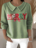 Women's Casual Christmas Print Lapel Classic Sweater