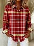 Vintage Shawl Collar Plaid Loose Shirt