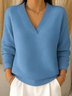 Women Casual Plain Cotton V neck T-shirts