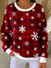 Regular Fit Snowflake Crew Neck Casual Sweatshirt