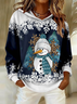 Casual Cotton Christmas Snowman Printing Hoodie
