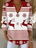 Women's Classic Casual Christmas Print Lapel Sweater