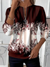 Women's Floral Print Casual Zip-Up Long Sleeve Sweatshirt