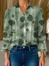 Loose Shawl Collar Floral Casual Shirt