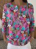 Casual Crew Neck Floral Sweater