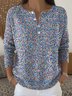 Crew Neck Floral Casual Loose Sweater