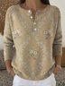 Casual Crew Neck Floral Sweater