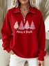 Zipper Regular Fit Casual Christmas Tree Sweatshirt