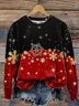 Snowflake Casual Crew Neck Printing Sweatshirt