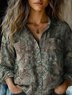 Casual Geometric Shawl Collar Loose Shirt