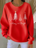 Casual Crew Neck Christmas Printing Sweatshirt