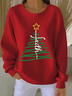 Casual Christmas Tree Printing Crew Neck Sweatshirt