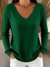 Casual Plain V Neck Sweater