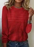 Women's Long Sleeve T-shirt Spring/Fall Red Striped Printing Jersey Crew Neck Daily Going Out Casual Top
