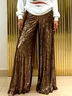 Elegant And Sophisticated Solid Color Sequined Wide-Leg Trousers