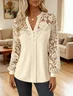 Regular Fit  A-Line Casual Lace  Blouse