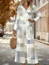 V Neck Loose Elegant Plaid Jumpsuit