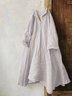 Vintage 3/4 Sleeve Plain V Neck Casual Weaving Dress